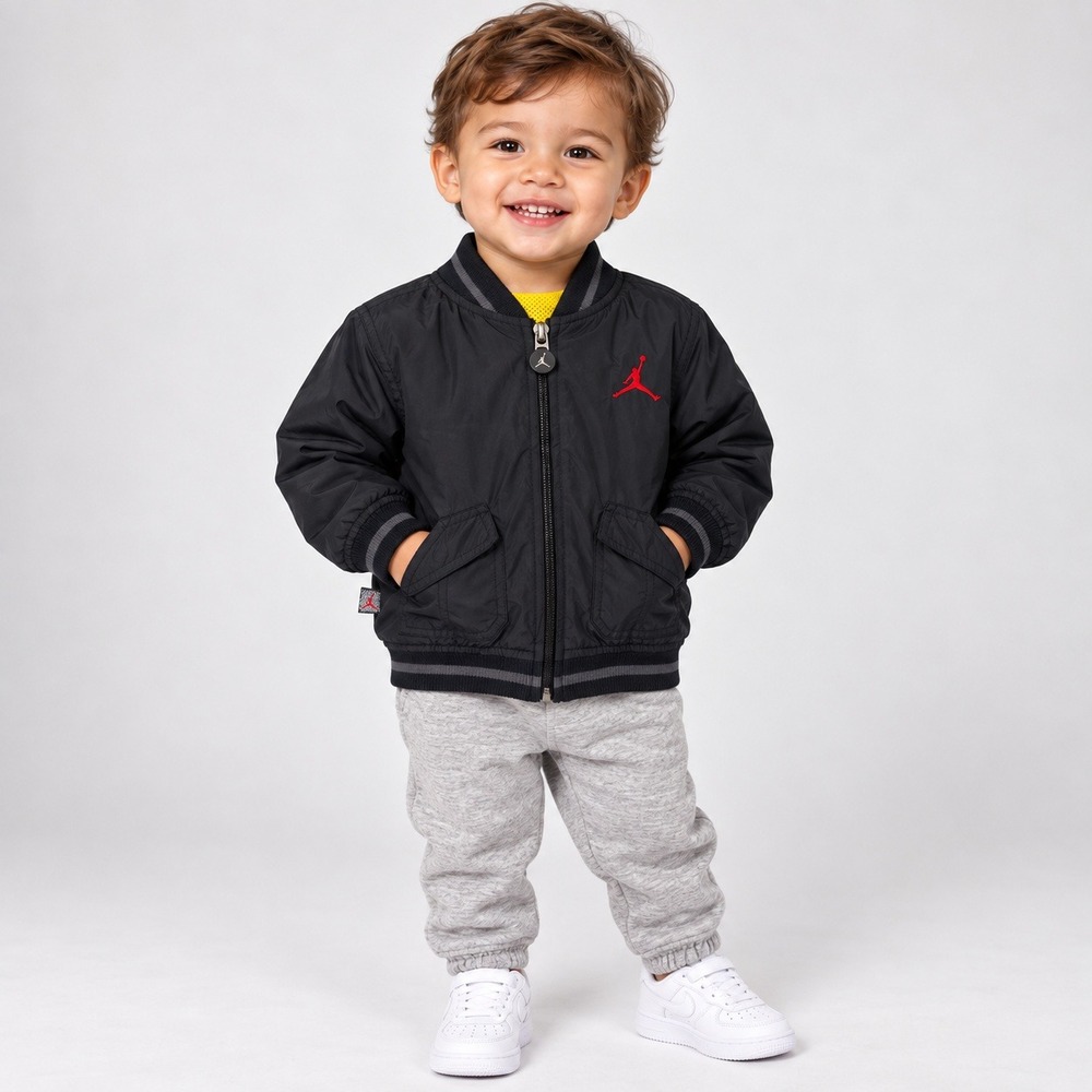 Jordan Toddler Bomber Jacket 24M Black Red Jumpman Bull Patch 2009